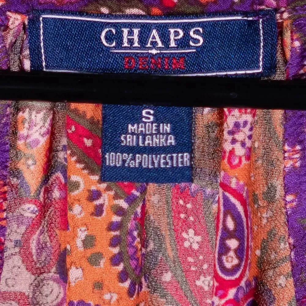 Chaps Ralph Lauren Women's Blouse Floral Paisley 3/4 Sleeve Boho Peasant Top S